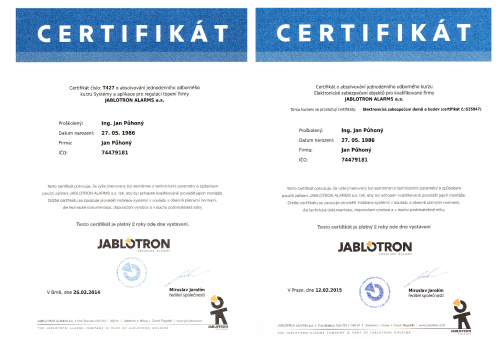 certifikáty jablotron