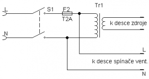 čelní panel - připojovací schema